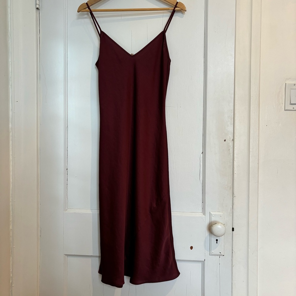 Aritzia Wilfred Only Slip Satin Midi Dress - Wine - Picture 3 of 8